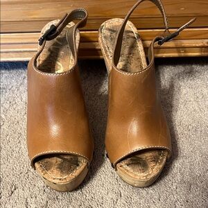 Sam Edelman Brown Leather Wedge Sandals